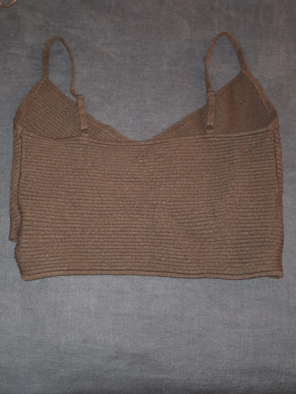 Brown Ribbed Knit Tank Top - Picture 2 of 3